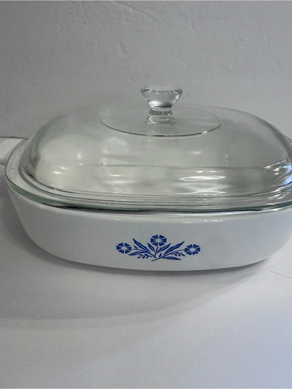 Vintage Corning Wate Corn Flower Blue 9 inch Baking Dish w/Lid